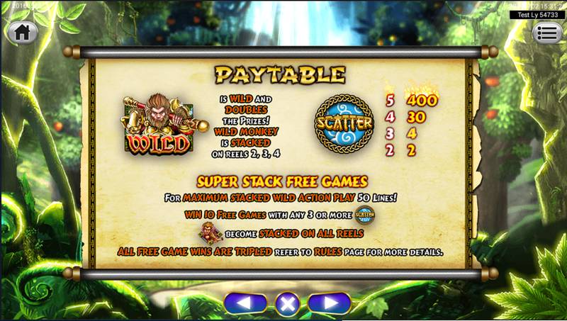 Wild symbol and re-spin in Golden Monkey slot game