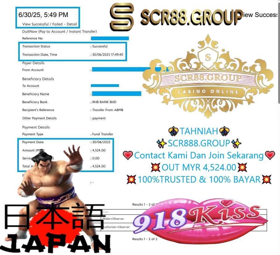 Proof of big payout from 918Kiss Japan