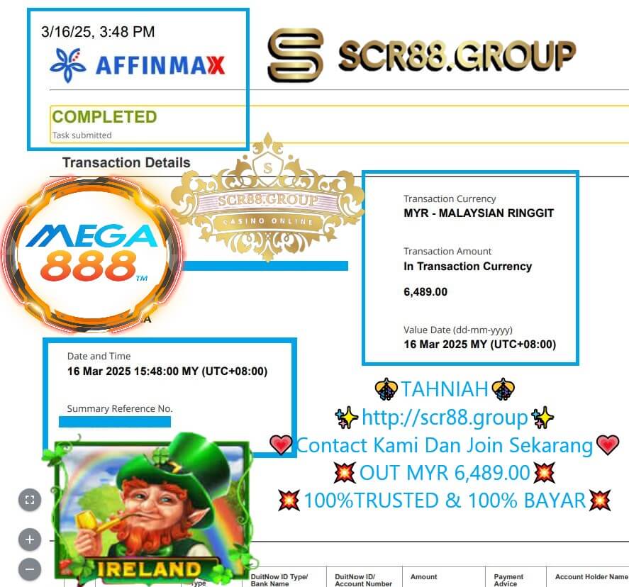 Proof of big payout from Mega888 Ireland