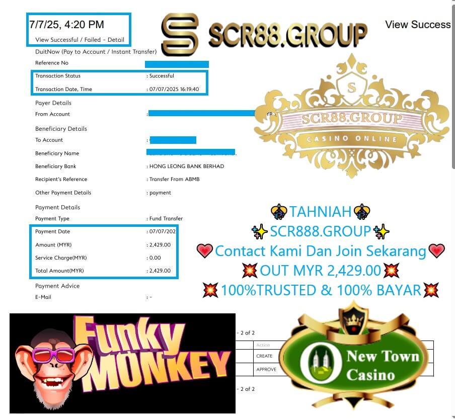 Bank transfer showing MYR 2,429 credited