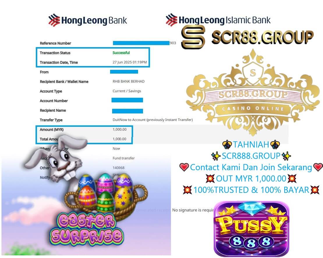 Bank transfer proof of MYR 300 win