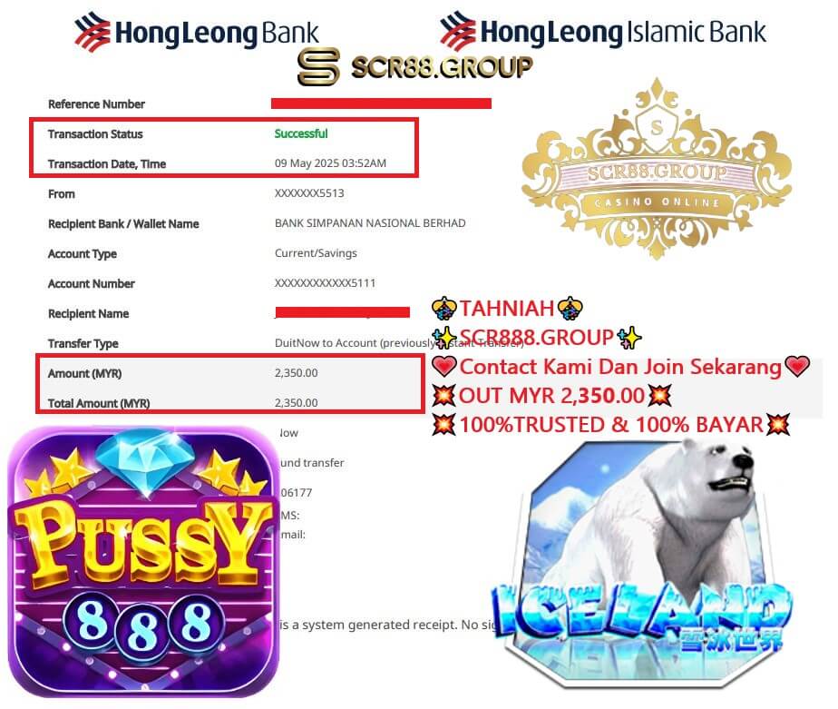 Bank transfer proof of MYR 100 to 2,350 win