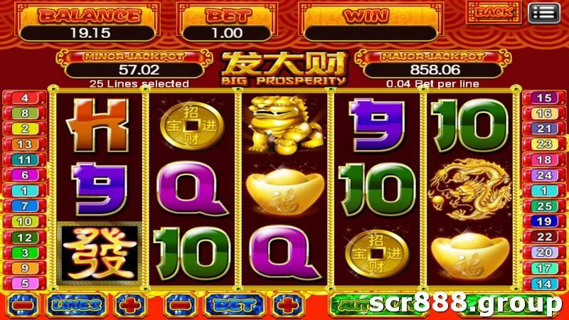 Prosperity Slot's vibrant red theme