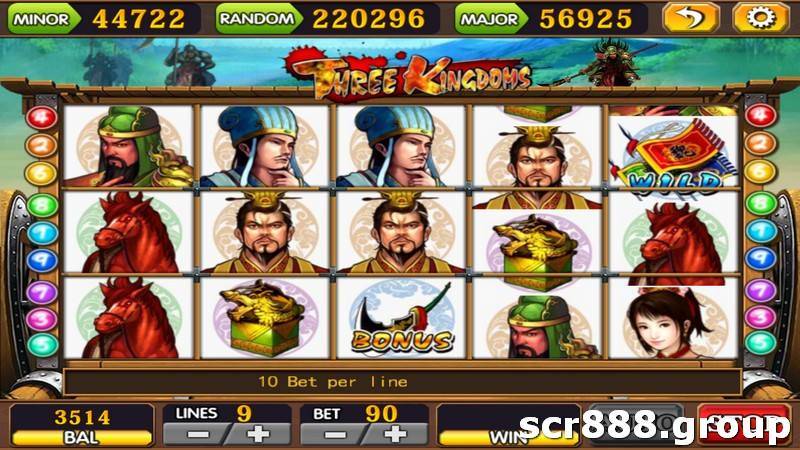 Unlock bonus games in Three Kingdoms Slot